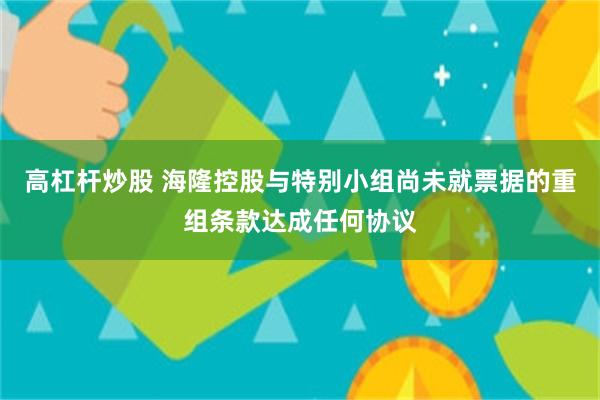高杠杆炒股 海隆控股与特别小组尚未就票据的重组条款达成任何协议