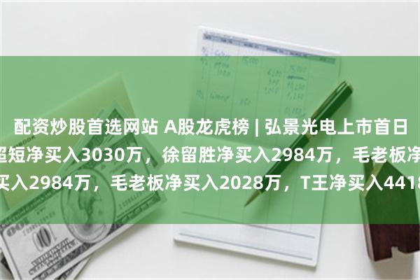 配资炒股首选网站 A股龙虎榜 | 弘景光电上市首日暴涨282%，游资上海超短净买入3030万，徐留胜净买入2984万，毛老板净买入2028万，T王净买入4418万